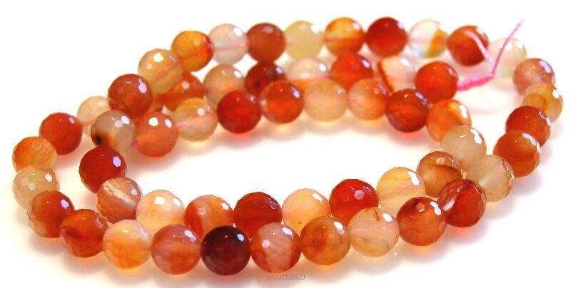 Agat Karneol bursztynowy fasetowany - kula 8mm