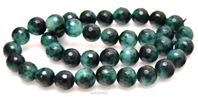 Agat fasetowany - kula 10mm - zielony nakrapiany