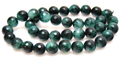 Agat fasetowany - kula 10mm - zielony nakrapiany