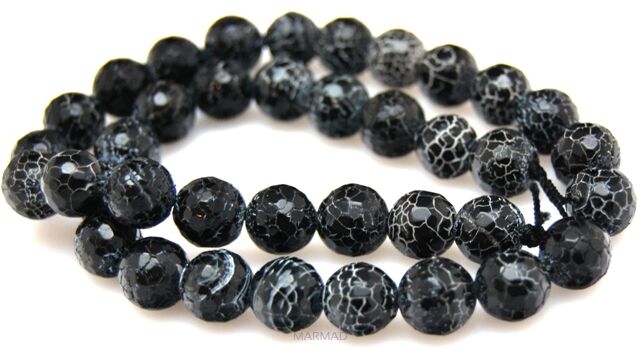 Agat trawiony fasetowany - kula 10mm