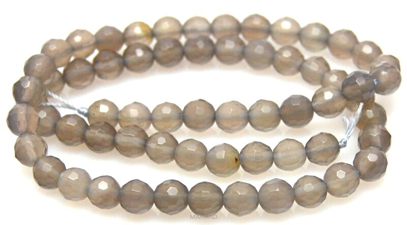 Agat fasetowany szary - kula 6mm