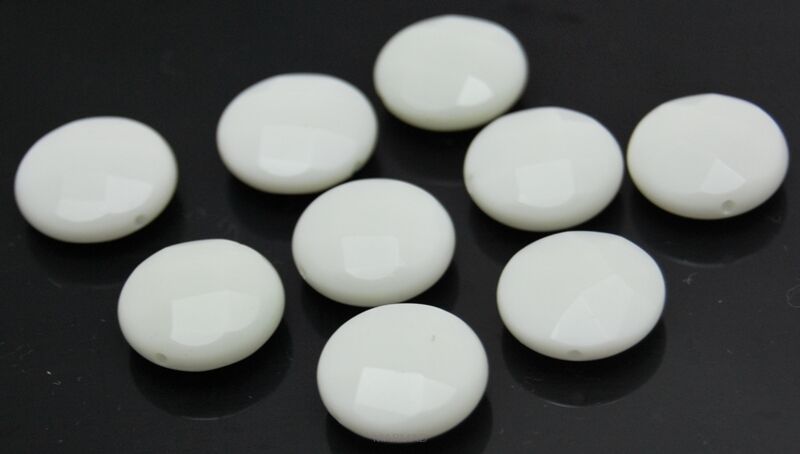 Agat fasetowany biały - moneta 15mm