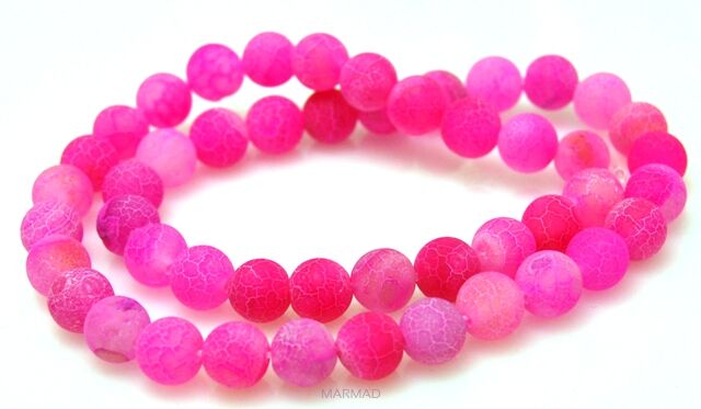 Agat matowy trawiony - kula 8mm - rózowy