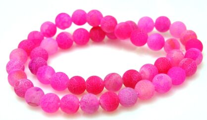 Agat matowy trawiony - kula 8mm - rózowy