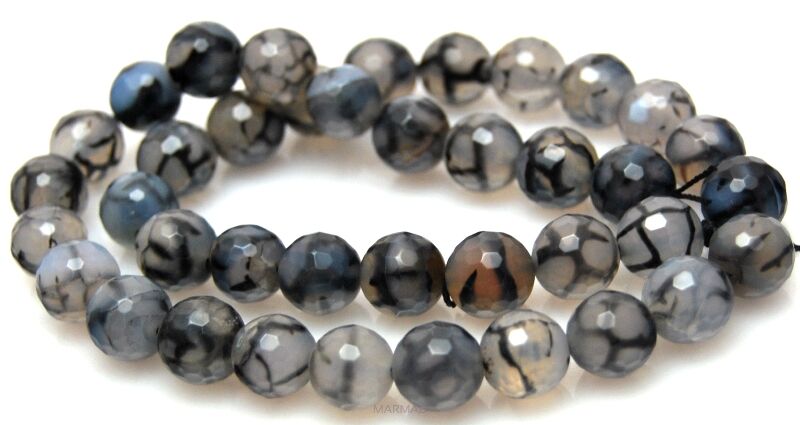 Agat fasetowany szary - kula 10mm - 