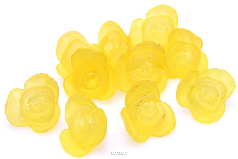 Akrylowe różyczki - 14mm - żółte