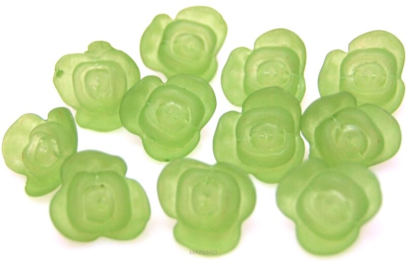 Akrylowe różyczki - 14mm - jasno zielone