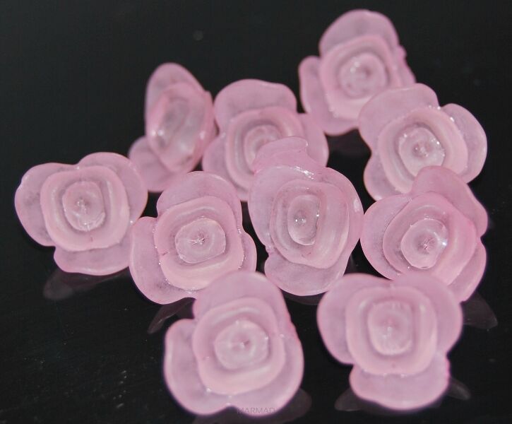 Akrylowe różyczki - 14mm - jasno różowe
