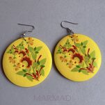 Kolczyki- Drewno malowane - moneta 50mm - 2