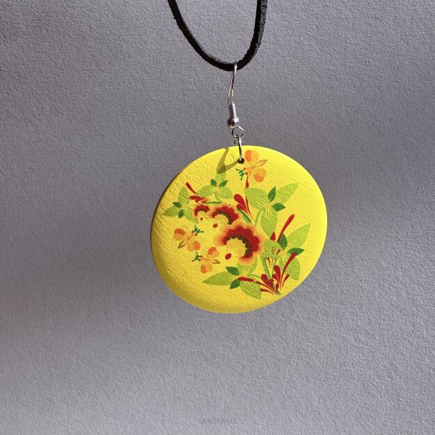 Kolczyki- Drewno malowane - moneta 50mm