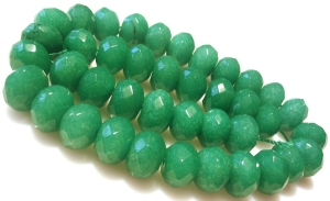 Jadeite green fasette - roundel 14x10mm