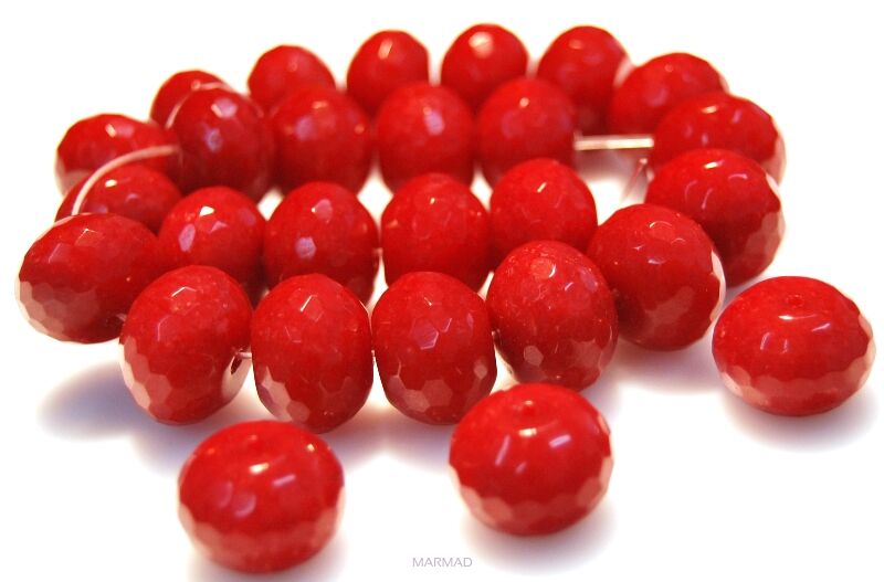 Jadeit fasetowany - oponka 18x14mm - czerwony