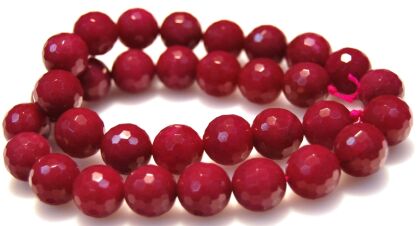 Jadeit fasetowany - kula 12mm -  bordowy