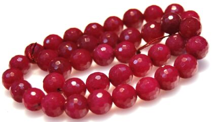 Jadeit fasetowany - kula 10mm- czerwony