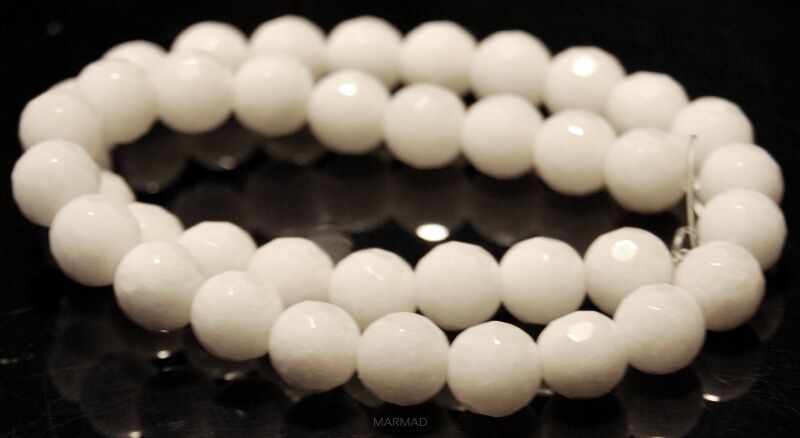 Jadeit fasetowany biały - kula 10mm