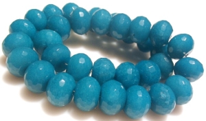 Jadeite blue fasette - roundel 16x12mm
