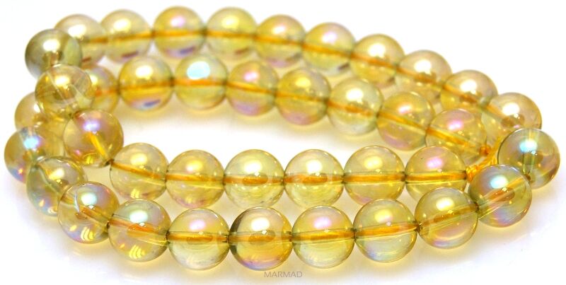 Kryształ górski topaz plated - kula 10mm efekt AB