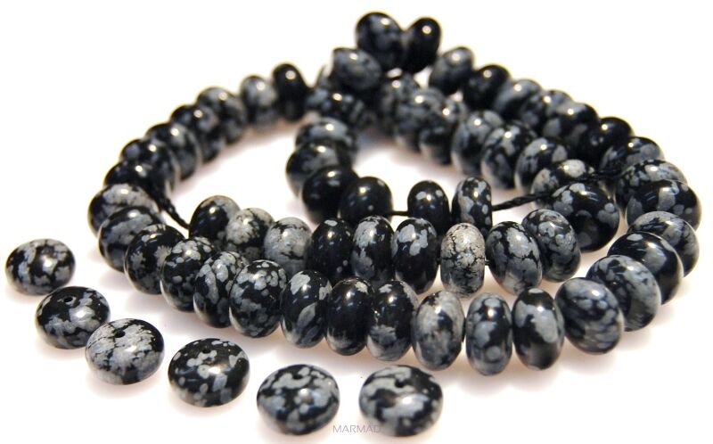 Obsydian śnieżny - oponka 10x5mm