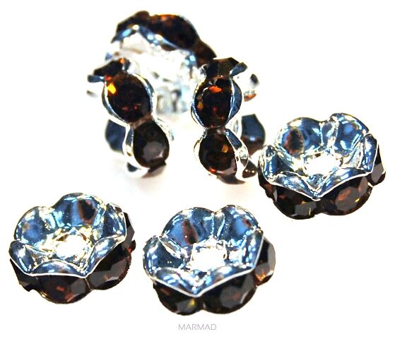 Przekładki z cyrkoniami dark amethyst - krążek 8mm