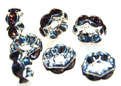 Przekładki z cyrkoniami champagne - krążek 6mm