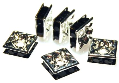 Przekładki z cyrkoniami black - kwadraty 8mm
