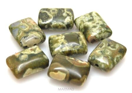 Riolit kwiatowy zielony - prostokąt 16x12mm