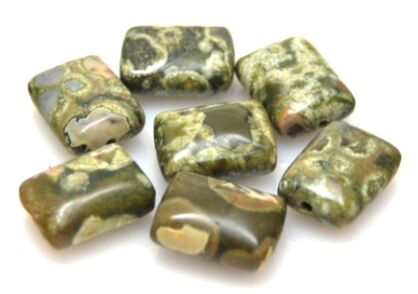 Riolit kwiatowy zielony - prostokąt 16x12mm