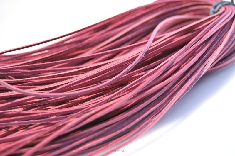 Rzemień różowy skórzany - grubość 1x1,5mm 