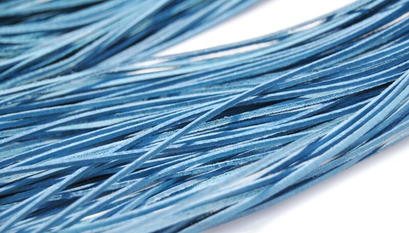 Rzemień jasno niebieski skórzany - grubość 1x1,5mm 