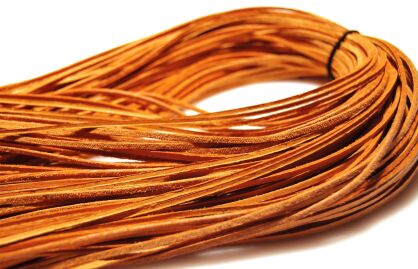 Rzemień pomarańczowy skórzany - grubość 1x1,5mm