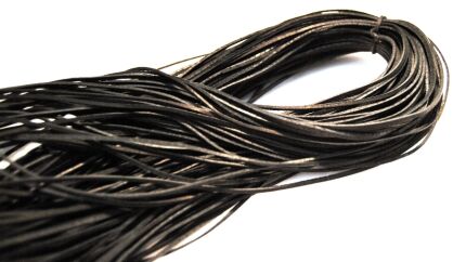 Rzemień czarny skórzany - grubość 1x1,5mm