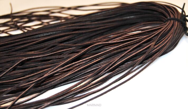 Rzemień brązowy skórzany - grubość 1x1,5mm 