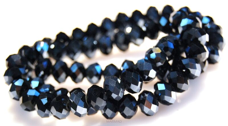 Kryształki fasetowane grafitowe - oponka 8x5mm