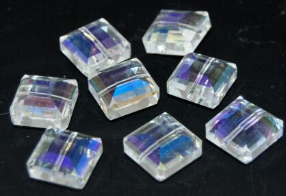 Kryształ fasetowany efekt AB - kwadrat 14x14mm