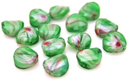 Szkło ozdobne  fasetowane -  falowana moneta 14x14mm - zielone