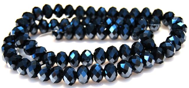 Kryształki fasetowane grafitowe - oponka 12x8mm