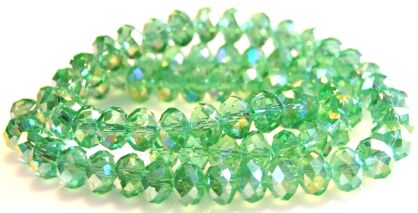 Kryształki fasetowane AB - oponka 10x7mm - zielone