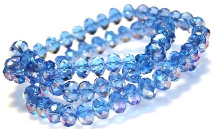 Kryształki fasetowane AB - oponka 10x7mm - błękitne