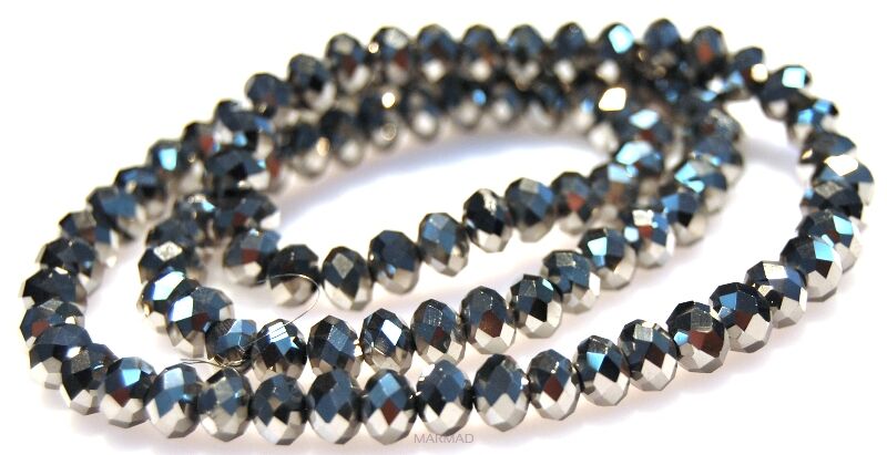 Kryształki fasetowane srebrne - oponka 6x4mm