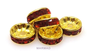 Przekładki z cyrkoniami red - krążek 10mm