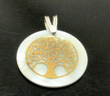 Muszla perłowa z drzewkiem szczęścia - zawieszka + srebro 925