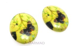 Kaboszon szklany - owal 18x13mm - motyl