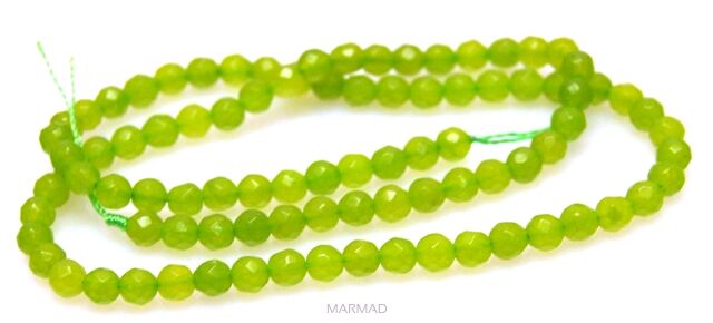 Jadeit fasetowany w kolorze jasnej oliwki - kule 4mm
