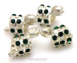 Przekładka ozdobna z cyrkoniami - peridot - wąż 16x10mm 