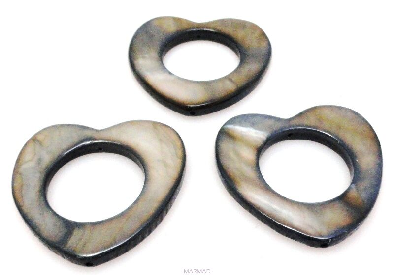 Muszla /Masa perłowa - serce okienko 30mm