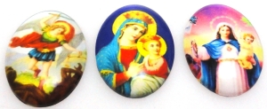Kaboszony szklane owal 25x18mm - zestaw 3 sztuki - dewocjonalia