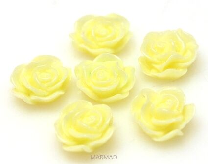 Kaboszon - różyczka 13x11mm - żółty cytrynowy