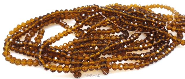 Kryształki fasetowane - oponki 4x3mm - brązowe