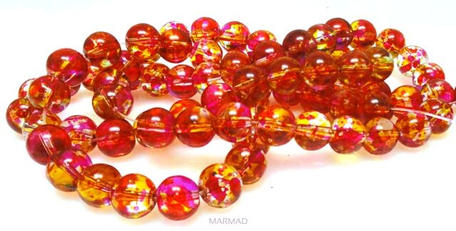 Koraliki nakrapiane - kula 10mm - czerwono żółte