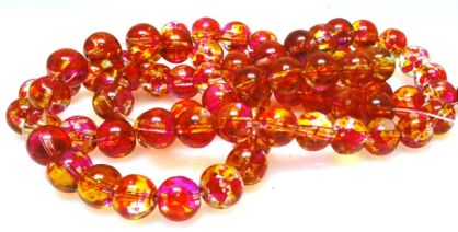 Koraliki nakrapiane - kula 10mm - czerwono żółte